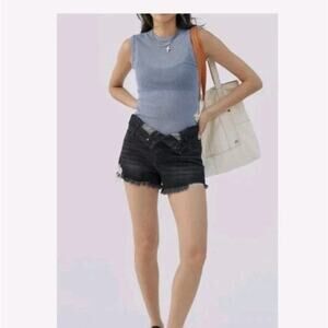 Urban Outfitters BDG Foldover Denim Shorts Black Women’s Waist Size 32 Frayed